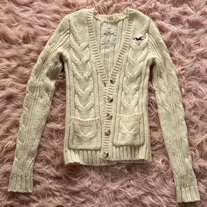 Hollister Women's Ivory Cable Knit Cardigan